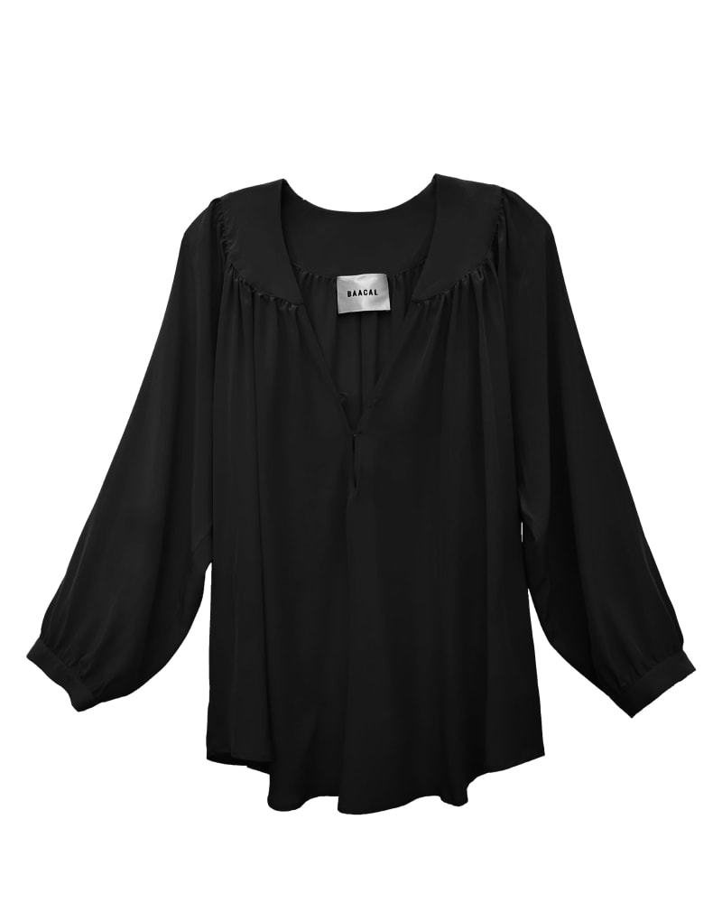 Front of a size 5 Stevie Blouse - Black Silk in Black by BAACAL. | dia_product_style_image_id:347138